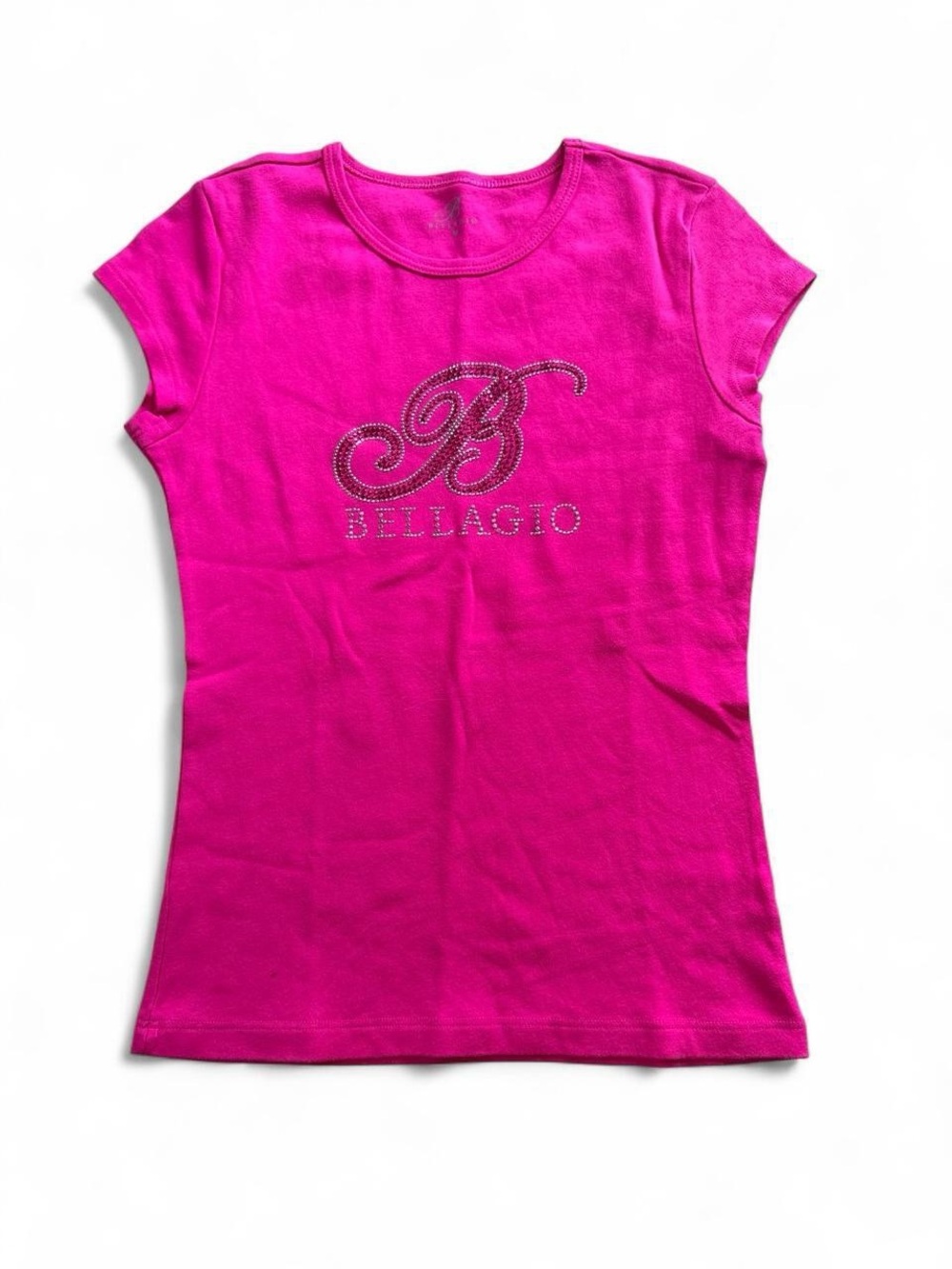 Hot Pink Bellagio Rhinestone Tee – Size M